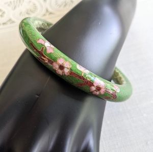 Antique vintage genuine 1920s flapper green cloisonne bracelet perfect condition
